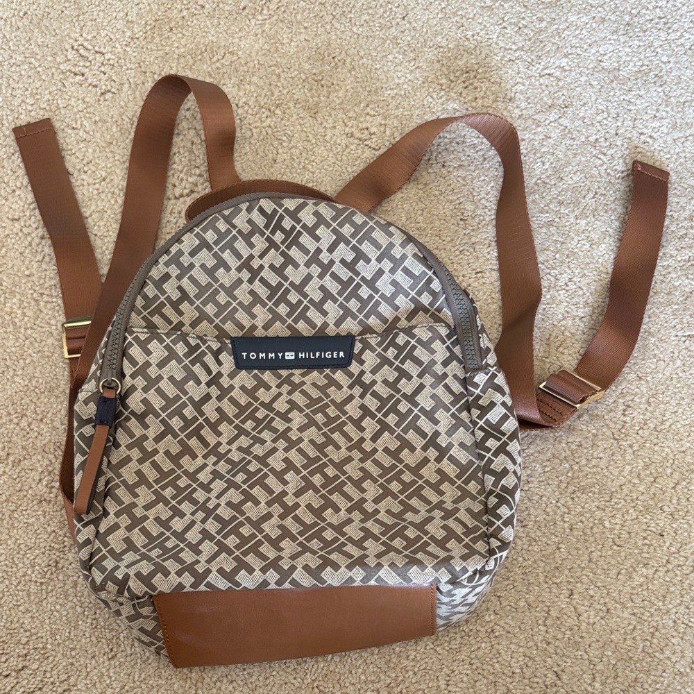 Tommy Hilfiger Geometric Brown and Tan Backpack